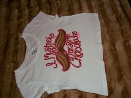 JUSTICE Girls &quot;I Mustache You For Some Chocolate&quot; Shirt Sz 18 - £6.24 GBP