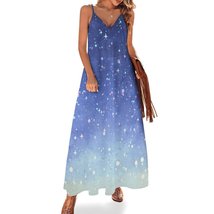 Mondxflaur Stars Blue Summer Dresses for Women V-neck Spaghetti Strap Dress - £26.27 GBP