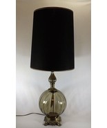 Lamp Gorgeous Mid Century Art Glass Ribbed Lg. Globe w/ Orig. Shade Tabl... - $98.18