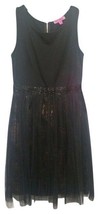 NWT Betsey Johnson Black &amp; Gold Sequin Sheer Overlay Dress Sz 6 - £31.18 GBP
