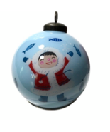Handpainted Inside Reverse Painted Glass Ball Ornament Alaska dancing Es... - $30.57