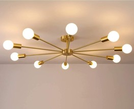 10-Light Moderne Lumière Plafond Lustre Laiton Spoutnik Style Laiton - £200.42 GBP
