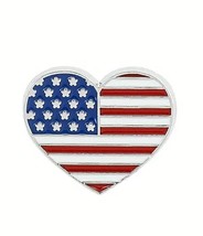 Heart Shape American Flag Stars &amp; Stripes Metal Enamel Pin - New 4th Of July Pin - £4.10 GBP