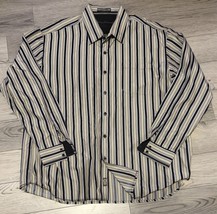 VTG Tommy Bahama Long Sleeve Button Down Shirt Black Striped Silk Size XXL - £21.68 GBP