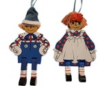 Vtg 1989 Pair Kurt Adler Raggedy Ann &amp; Andy Wooden Jointed Christmas Orn... - £15.86 GBP