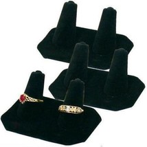 3 Displays Double Ring Black Velvet Jewelry Showcase - £21.28 GBP