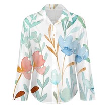 Mondxflaur Watercolor Floral Women Long Sleeve Shirt Summer Elegant Fashionable - $23.99