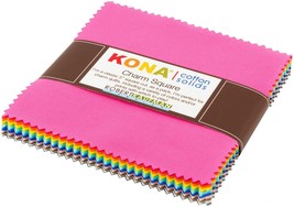 Robert Kaufman Kona Cotton Solids 2017 New Colors 5 Inch Precut Squares 42pcs - £12.00 GBP