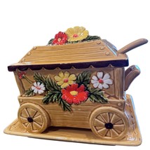 Soup Tureen Ladle Flower Cart Japan 4 Piece Ceramic Glazed Paint Vintage... - £143.87 GBP