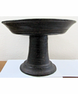 Antique circa 1890&#39;s Turned Wood Round Pedestal Balinese Offering Tray - $780.73 CAD
