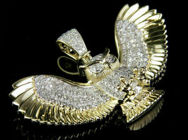 Exclusive 2.00Ct Men&#39;s 14K Yellow Gold Over Diamond Flying Owl Pendant Charm - £82.20 GBP