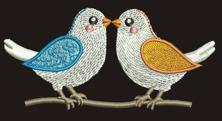 A Couple of Pigeons Machine Embroidery Design, Instant Download - $3.49