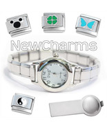 White Round Italian Charm Watch with Bracelet and Tool &amp; Stainless Steel... - $18.69