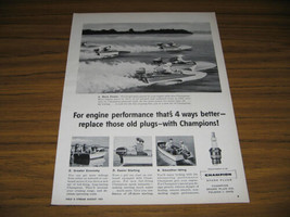 1957 Vintage Ad Champion Spark Plugs Small Power Boats Racing Toledo,Ohio - $9.25