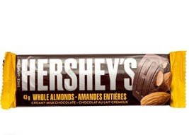 10 X Hershey&#39;s Whole Almonds Creamy Milk Chocolate 43g Each Free Shipping - £23.89 GBP
