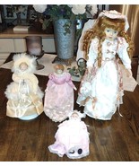 Porcelain Doll Lot 4 Piece VTG Victorian W/ 3 Stands - $49.99