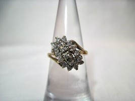 Vintage 14K Yellow Gold Ladies Cocktail Cluster Ring 0.47TCW Size 6 1/2 K598 - £441.90 GBP
