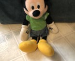 Mickey Mouse Plush Toy in Denim Shorts &amp; Wearing Backpacks 14&quot; Schoolboy - £25.35 GBP