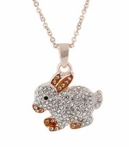 Crystal Kingdom Bunny Rabbit Pendant Necklace 15-17&quot; Chain Jewelry Box Gold Tone - £10.95 GBP
