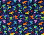 Cotton Axolotls Animals Amphibians Royal Multicolor Fabric Print by Yard... - $15.95