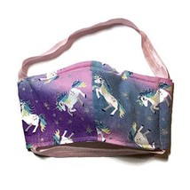 Pink Blue Unicorn Fitted Face Mask, Rainbow Glitter Star Fantasy, Washab... - $16.61