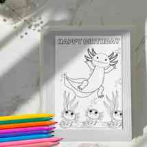 Printable birthday card for children to color in, fun printable birthday... - £1.09 GBP