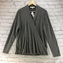 Loft Womens Sz L Sweater Gray Wrap Surplice Poly/Rayon Blend Lightweight NWT  - £12.45 GBP