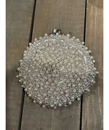 Vintage Metal White Beaded Sphere Circular Coin Purse 4&quot; - $28.99