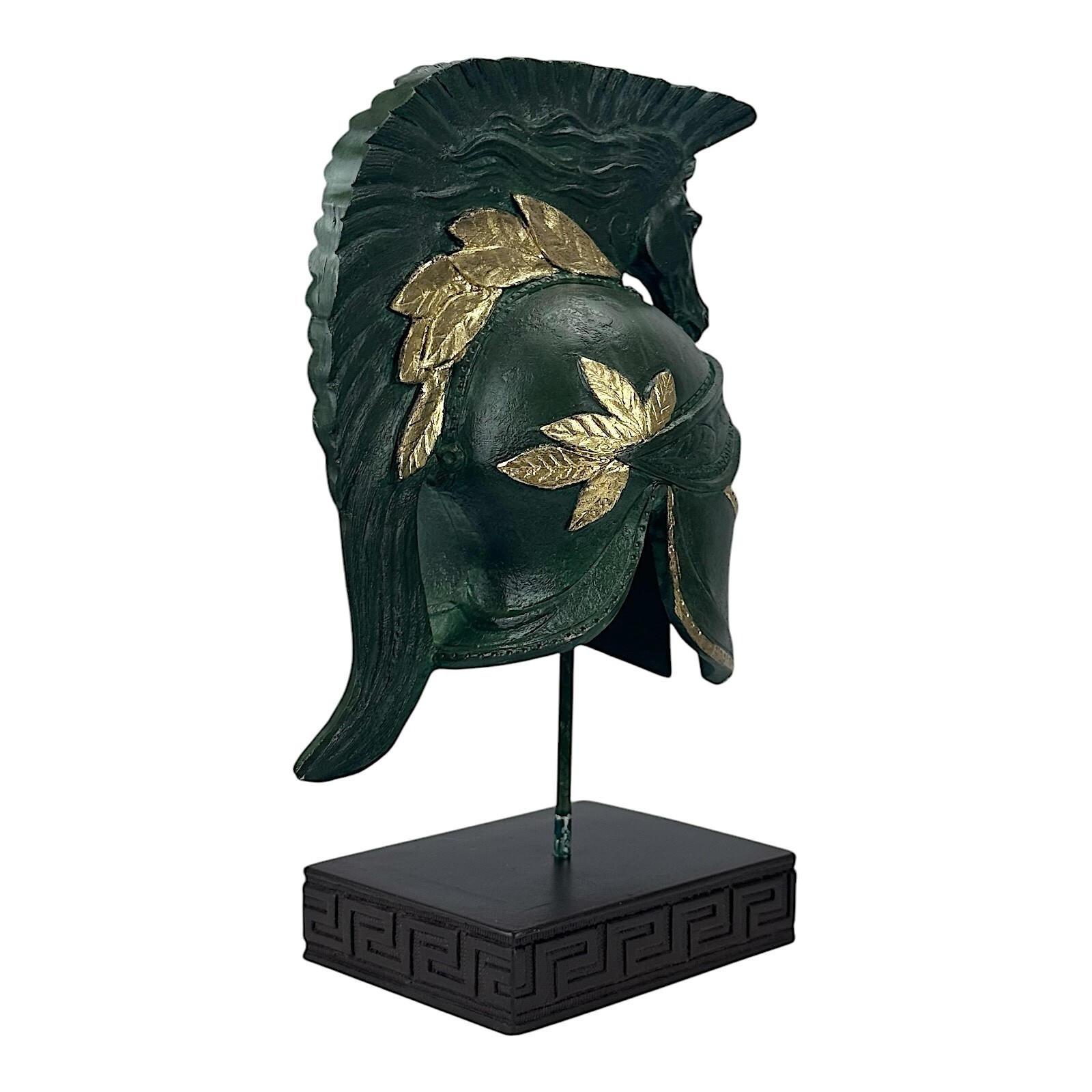Ancient Greek Roman Hoplite Soldier Horse Helmet Sculpture Home Decor Green Item image 4