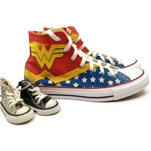 Wonder Woman Pattern Fan Art Custom Converse All Star, Custom Sneakers, Hi Tops - $99.99+