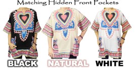 Womens Mandala Heart Dashiki Shirt American Dashiki 100% Cotton - £9.67 GBP