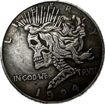 Hand-Carved Hobo Nickel Skull Fantasy Coin - $18.62 CAD