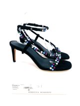 Rebecca Minkoff Nanine Crystal Suede Dress Sandals - Black Multi, US 7 - £38.55 GBP