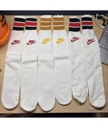3x Pair - NOS Vintage Nike Tube Socks 80s / 90s Striped Multicolor Swoos... - €67,30 EUR