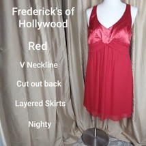 Frederick&#39;s Of Hollywood Red Cut Out  Layered Skirt Nighty Size 2X - $33.00