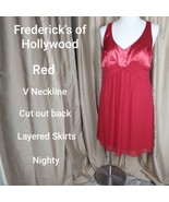 Frederick&#39;s Of Hollywood Red Cut Out  Layered Skirt Nighty Size 2X - £25.96 GBP
