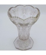Antique Clear Glass Scalloped Edge Floral  Butterfly Vase 1907? EAPG - €50,79 EUR
