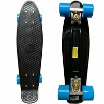 Skateboard Gifts for Kids Outdoor Sports 22&quot; Plastic Durable Black Blue Boy Girl - £20.75 GBP