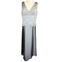 Cameron Blake Silver V Neck Beaded Cocktail Dress Size 12 New with Tags  - $117.81