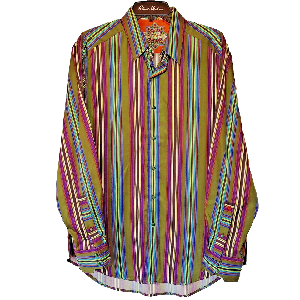 Robert GrahamStriped Colorful Long Sleeve - Men&#39;s Medium Button Down Cla... - $95.00