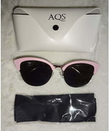 AQS Aquaswiss Cat Eye Sunglasses Pink Gray $149 Mirrored Lens 70-13-145 ... - £97.39 GBP
