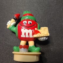 M&amp;M Christmas Decoration Elf Cake Topper 1997 3&quot; Vintage Red Ornament Cupcake - £3.14 GBP