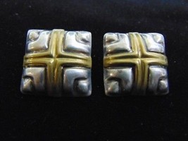 Pr Womens Vintage Estate Sterling Silver w/ Gold Tone Earrings 18.8g E3656 - £39.55 GBP