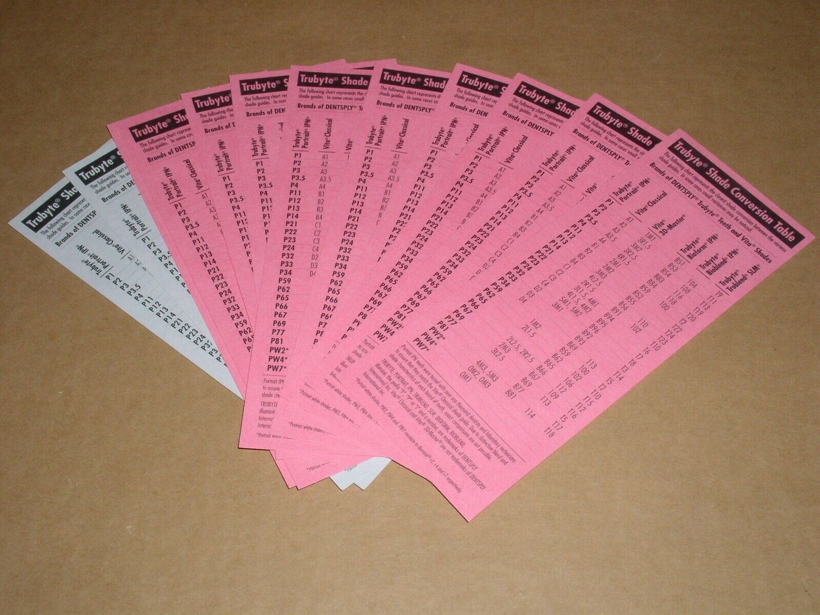 Trubyte Dental Lab Shade Conversion Table Charts Lot Of 12 Vintage - $12.99