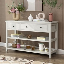 Console Table with Wood Frame and Legs, Sofa Table Entryway Table with 3 Drawers - £242.75 GBP