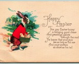 Anthropomorphic Bunny w Basket of Chicks Happy Easter UNP DB Postcard F8 - $9.85