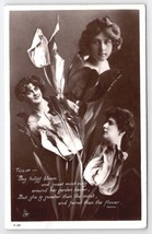 RPPC Beauty And Flower Women In Tulips Tuck 1906 Real Photo Postcard B38 - £12.54 GBP