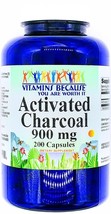 900mg Activated Charcoal 200 Capsules Digestive Aid Gas Bloating Support - £11.83 GBP