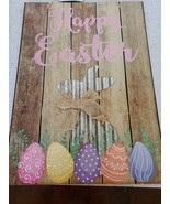 Happy Easter Wooden Hanging Plaque Festival Wall Door Decorative Sign Ha... - $22.72 CAD