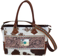 Women&#39;s Western Cowhide Floral Buckstitch Leather Shoulder Handb+ag Tote... - $148.49